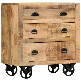 Aparador con ruedas de madera maciza de mango 70x40x75
