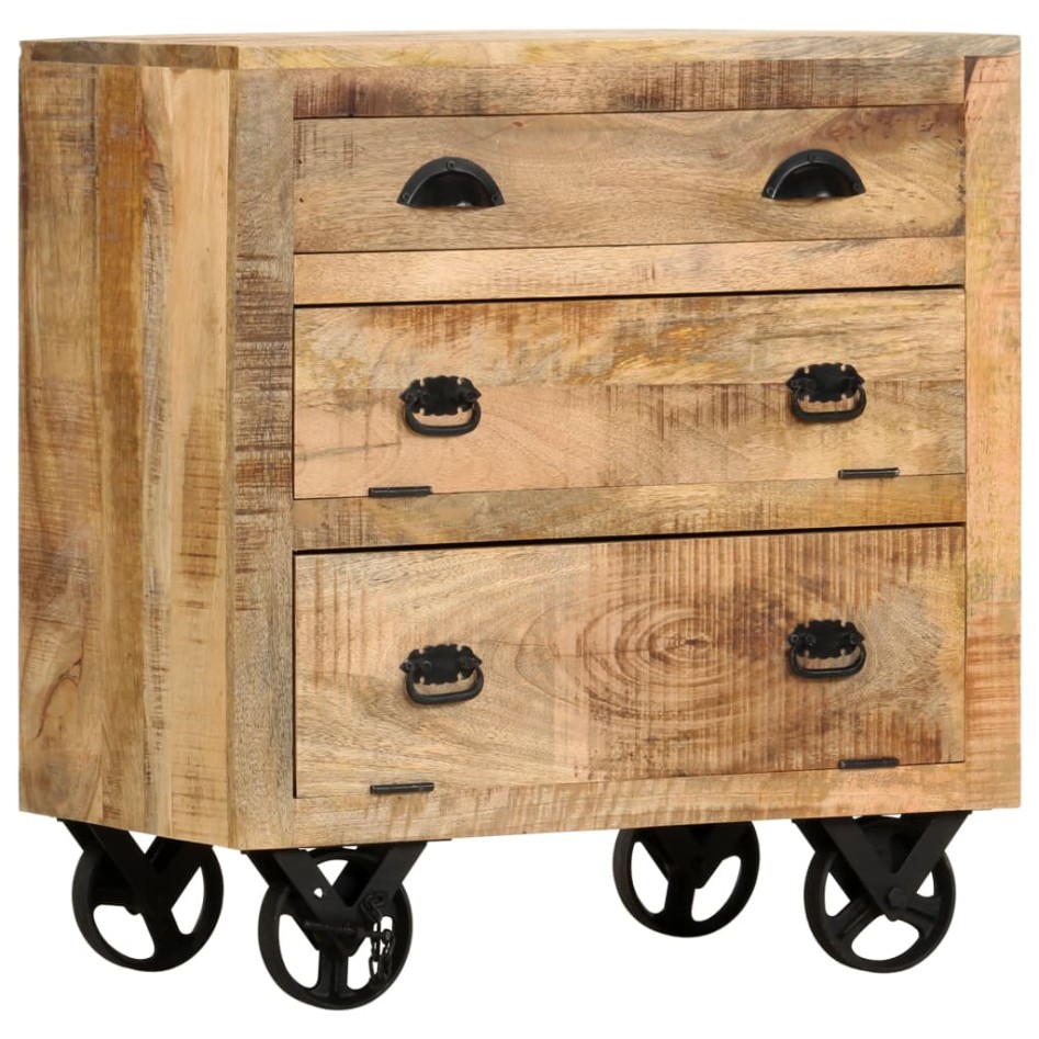 Aparador con ruedas de madera maciza de mango 70x40x75