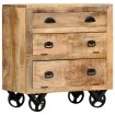 Aparador con ruedas de madera maciza de mango 70x40x75 cm