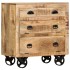 Aparador con ruedas de madera maciza de mango 70x40x75