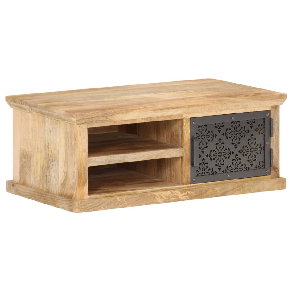 Mesa de centro con puerta madera maciza de mango 90x50x35