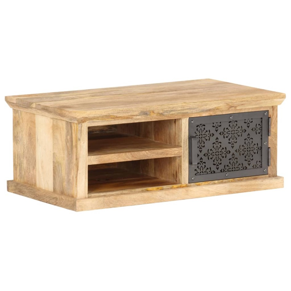 Mesa de centro con puerta madera maciza de mango 90x50x35