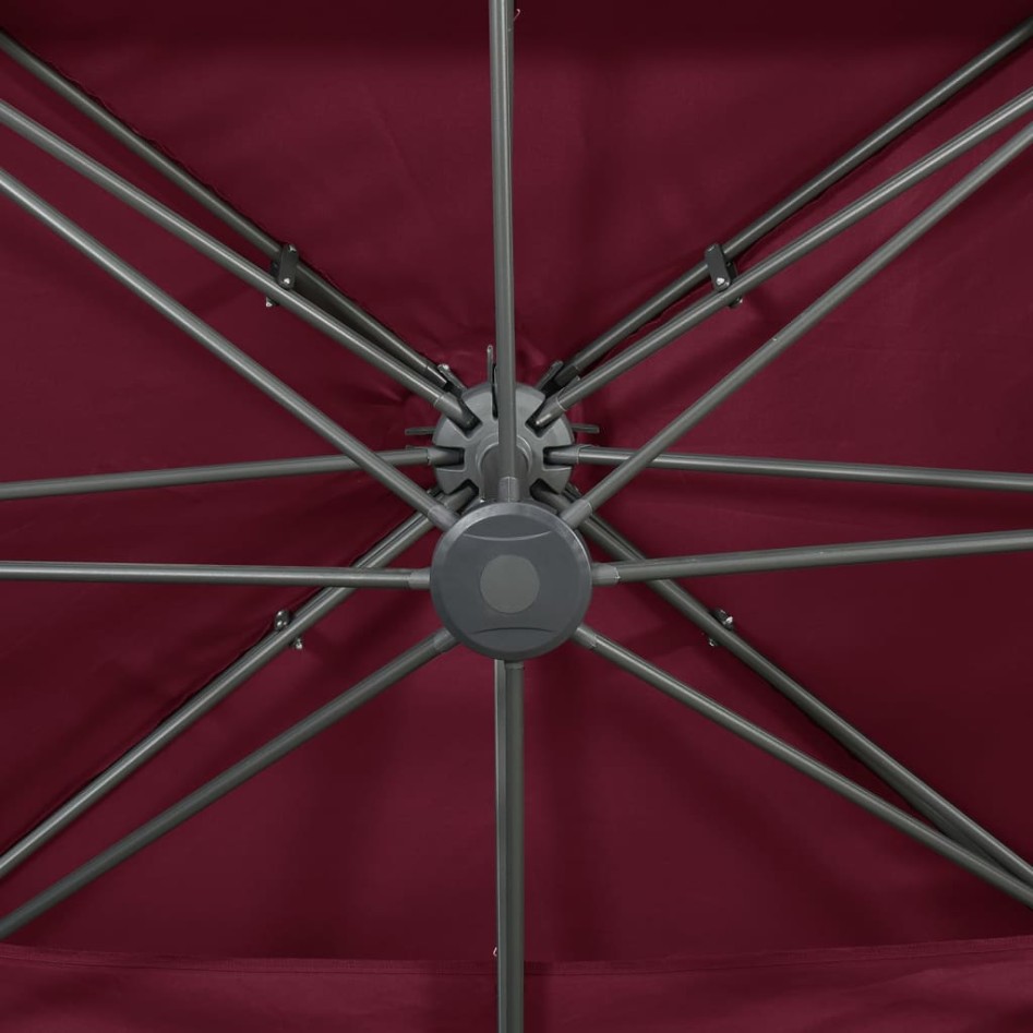 Sombrilla jardín voladiza cubierta doble rojo burdeos
