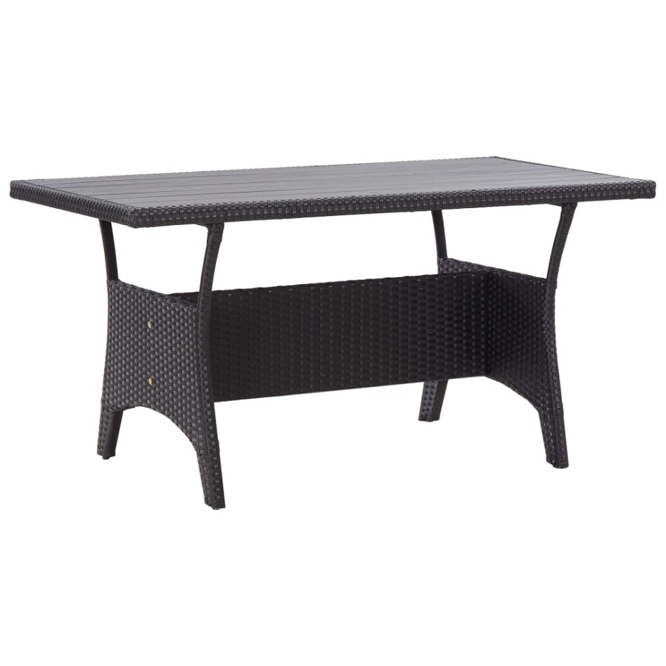 Mesa de jardín ratán sintético negro 120x70x66