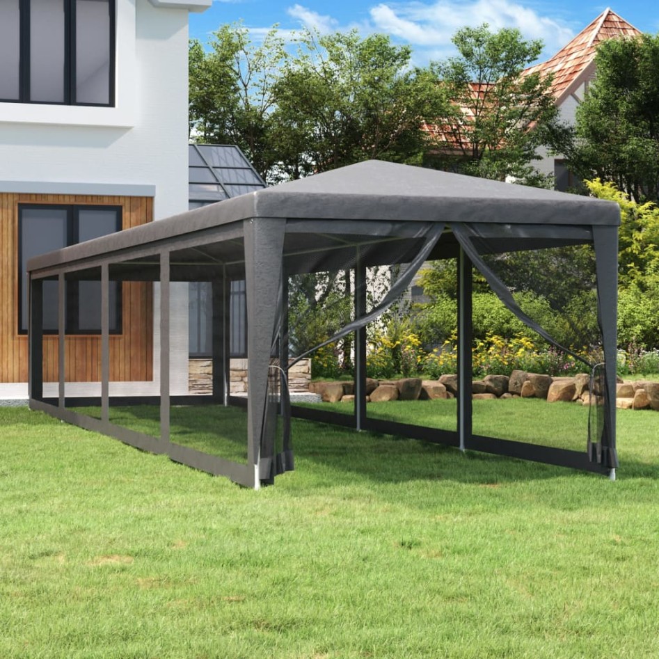 Carpa para fiestas 10 paredes malla HDPE gris antracita