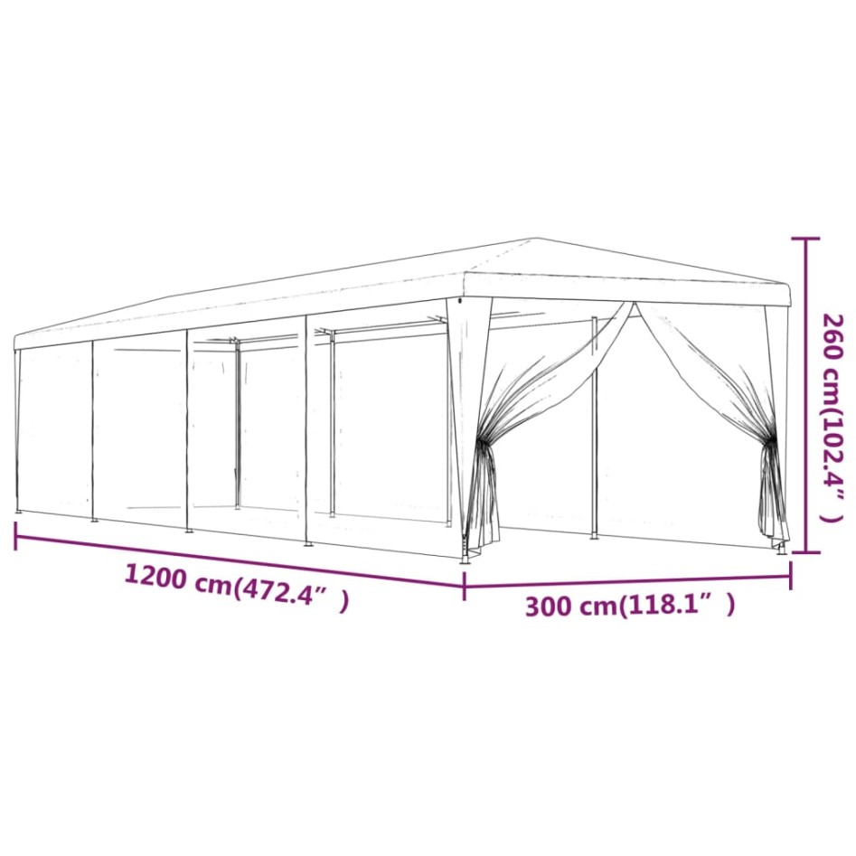 Carpa para fiestas 10 paredes malla HDPE gris antracita