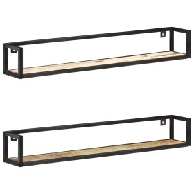 Estantes de pared 2 unidades 120 cm madera maciza