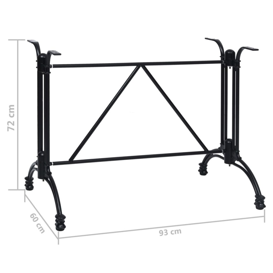 Pata de mesa de bistró aluminio fundido negro 93x60x72