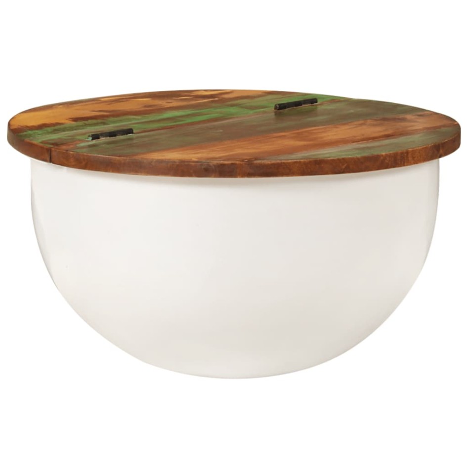 Mesa de centro de madera maciza reciclada blanca 50x27