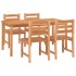 Juego de comedor para jardín 5 piezas madera maciza de