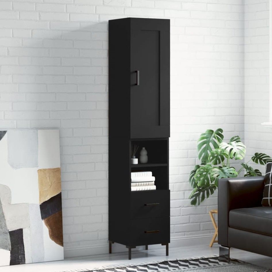 Aparador de madera contrachapada negro 34,5x34x180