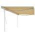Toldo manual retráctil con postes amarillo y blanco 5x3