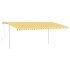 Toldo manual retráctil con postes amarillo y blanco 5x3