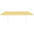 Toldo manual retráctil con postes amarillo y blanco 5x3
