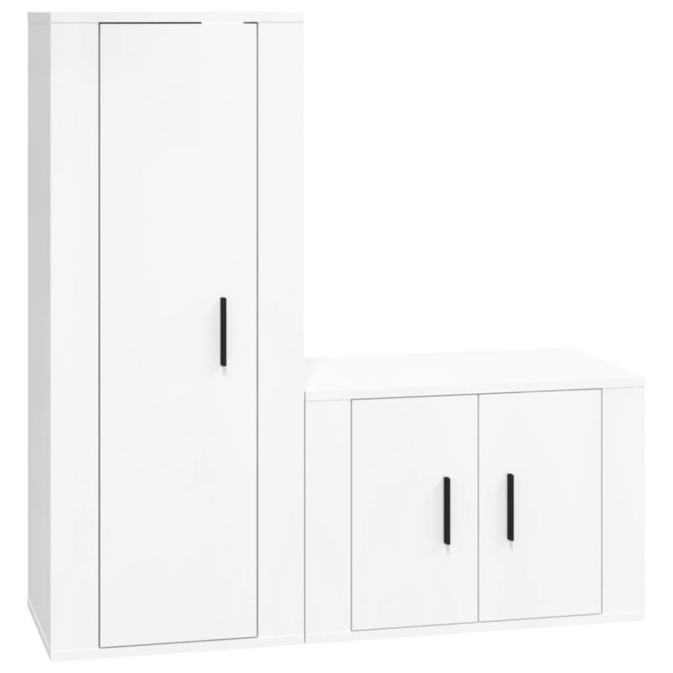 Set de muebles de TV 2 pzas madera contrachapada blanco