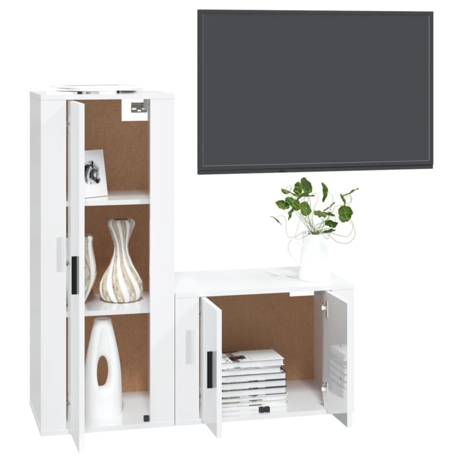 Set de muebles de TV 2 pzas madera contrachapada blanco