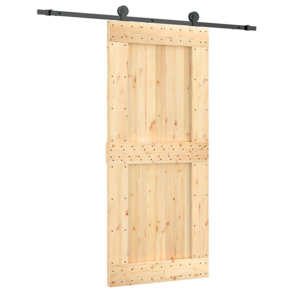 Puerta corredera con herrajes madera maciza de pino 90x210