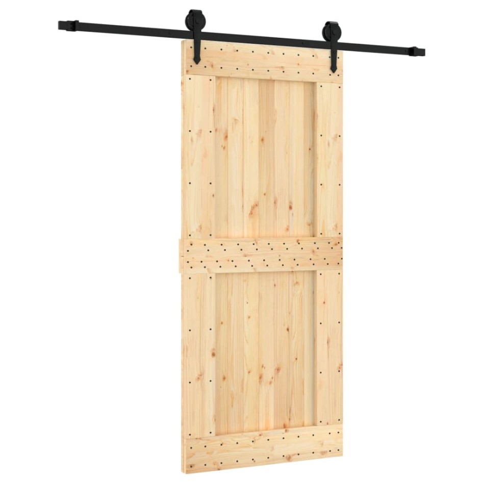Puerta corredera con herrajes madera maciza de pino 90x210