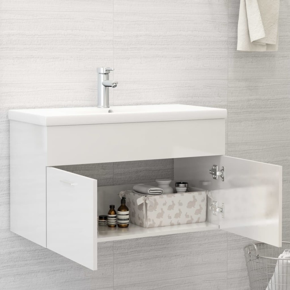 Mueble con lavabo madera de ingeniería blanco