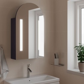 Mueble de baño con espejo arqueado y luz LED gris 42x13x70