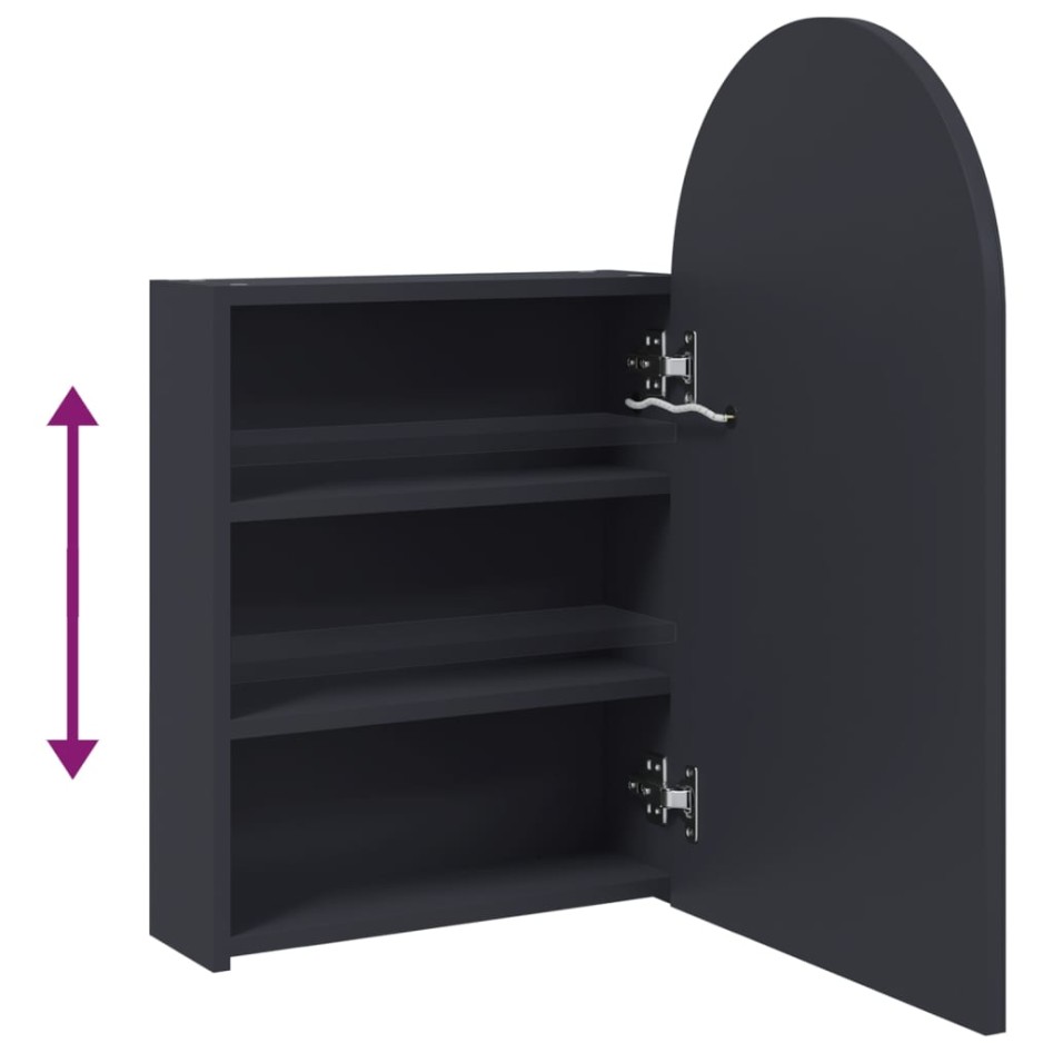 Mueble de baño con espejo arqueado y luz LED gris 42x13x70