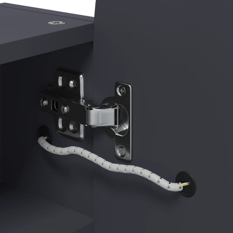 Mueble de baño con espejo arqueado y luz LED gris 42x13x70