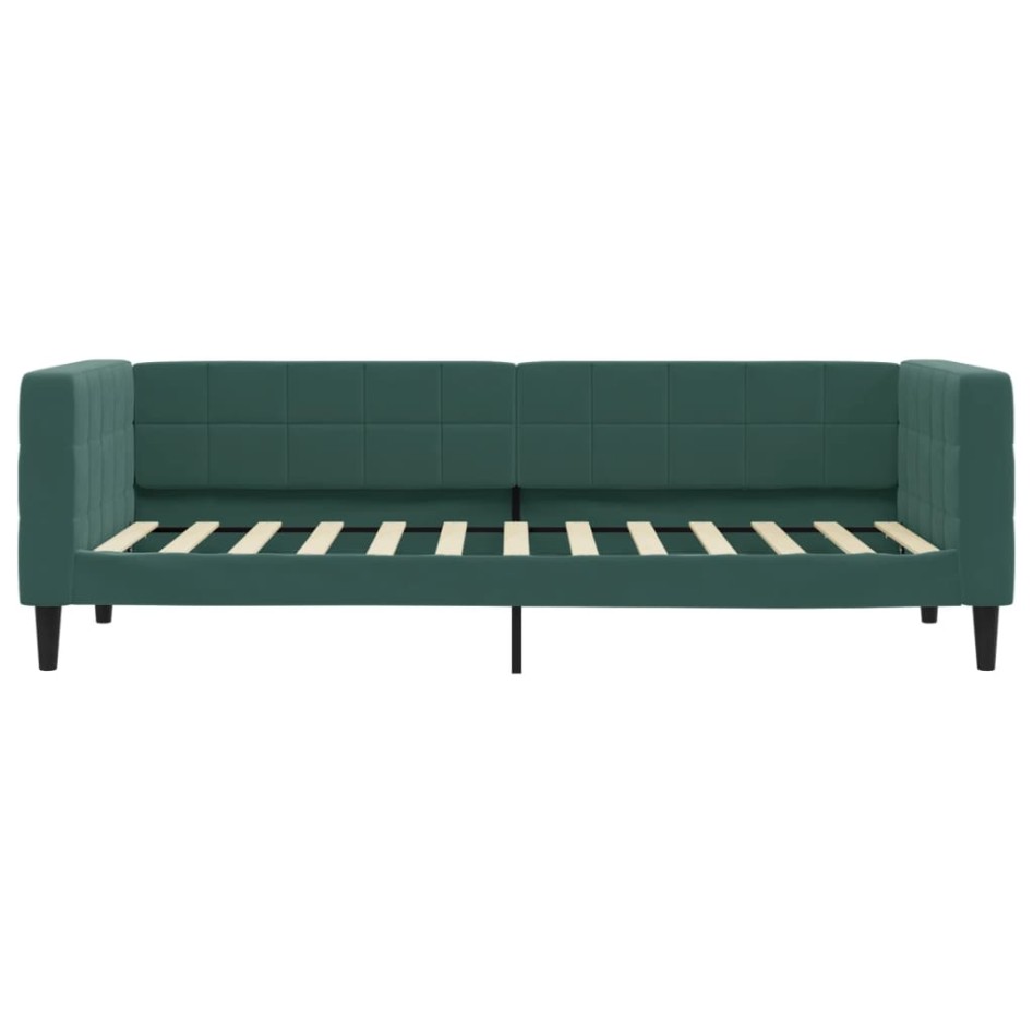 Sofá cama con colchón terciopelo verde oscuro 80x200