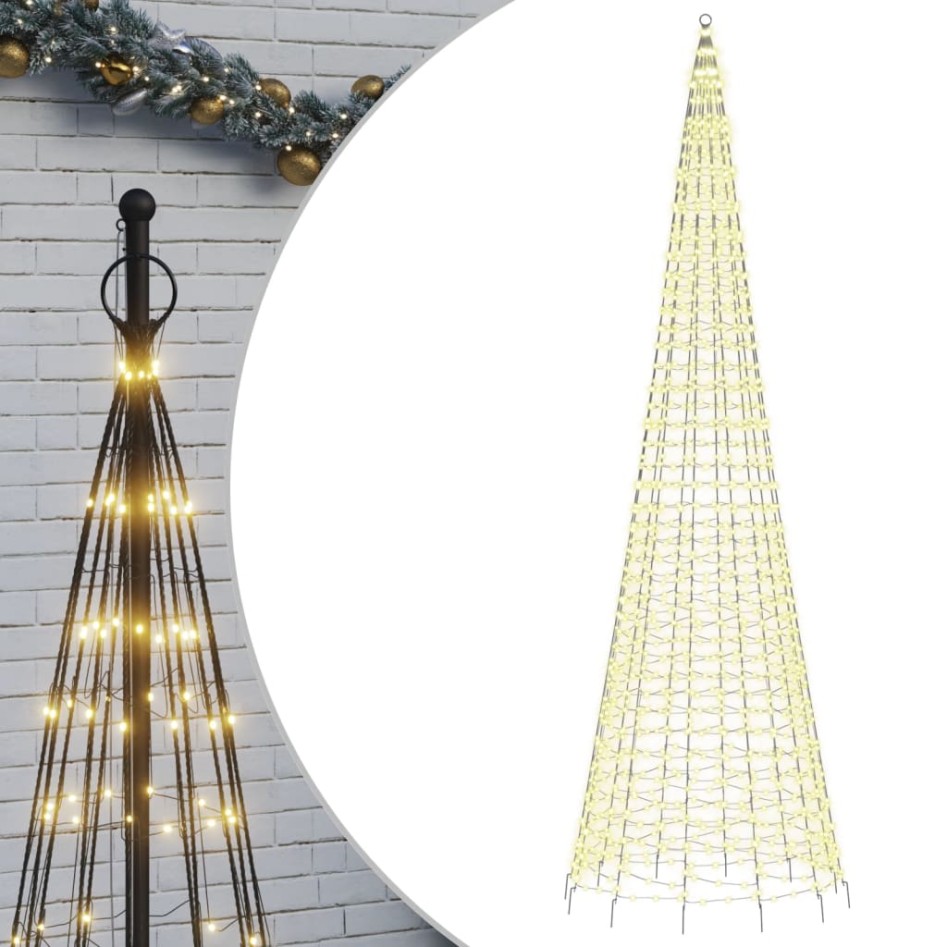 Árbol de Navidad en asta bandera 1534 LED blanco cálido 500