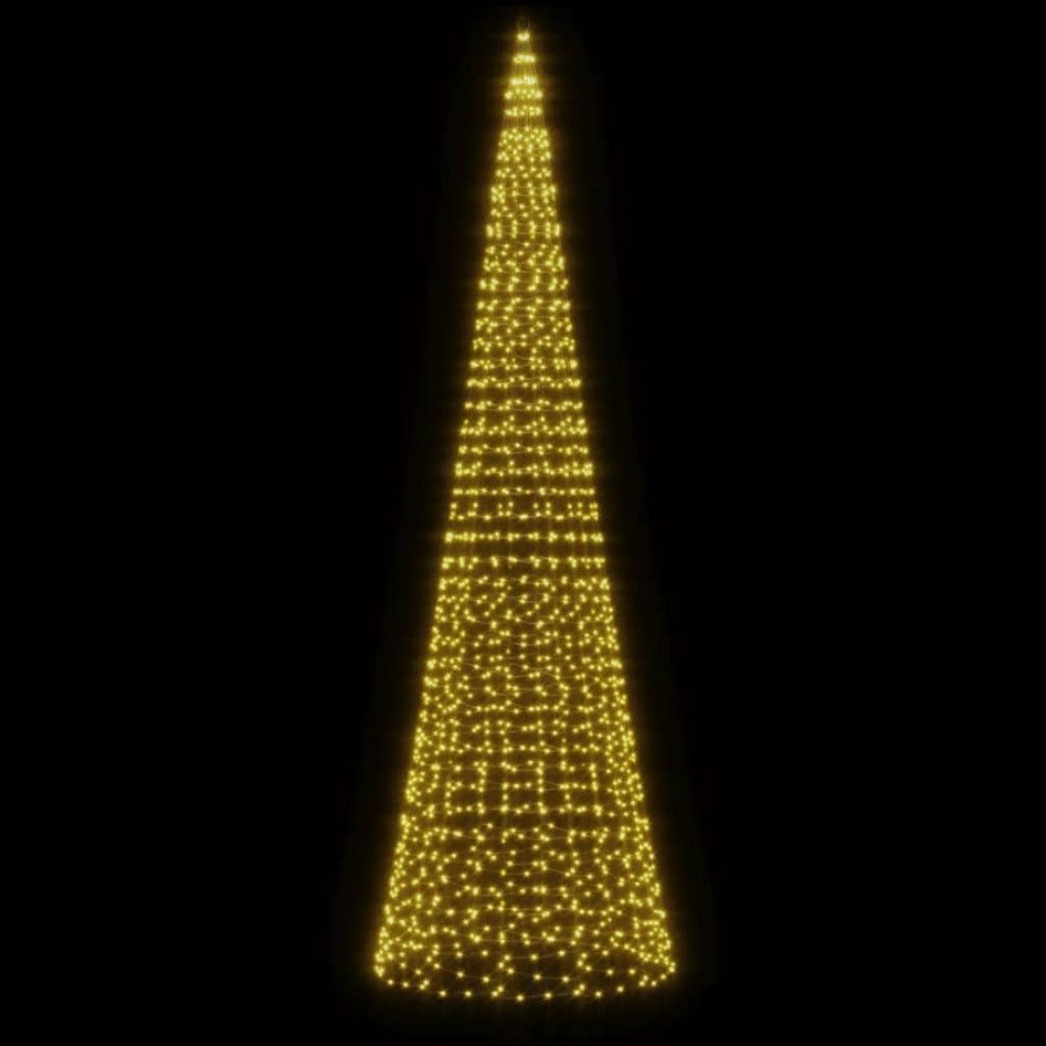 Árbol de Navidad en asta bandera 1534 LED blanco cálido 500