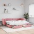 Sofá cama nido con cajones terciopelo rosa 80x200