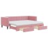 Sofá cama nido con cajones terciopelo rosa 80x200