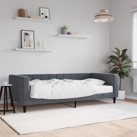 Sofá cama con colchón terciopelo gris oscuro 90x190