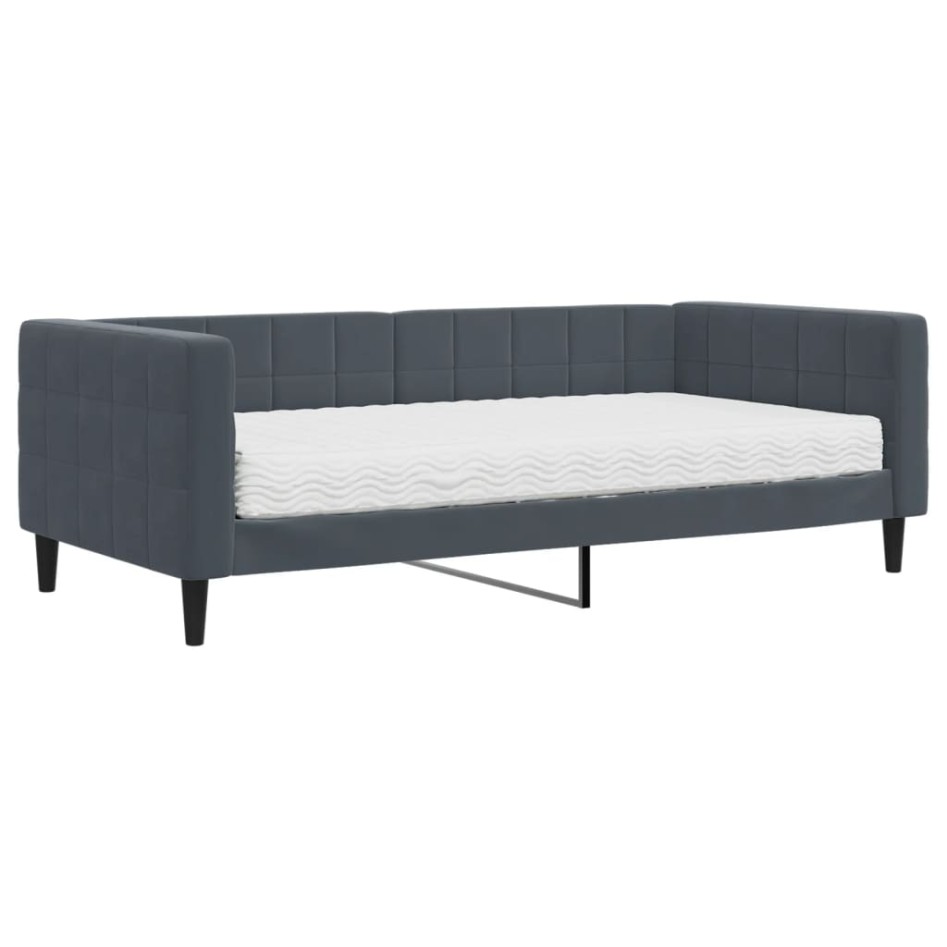 Sofá cama con colchón terciopelo gris oscuro 90x190