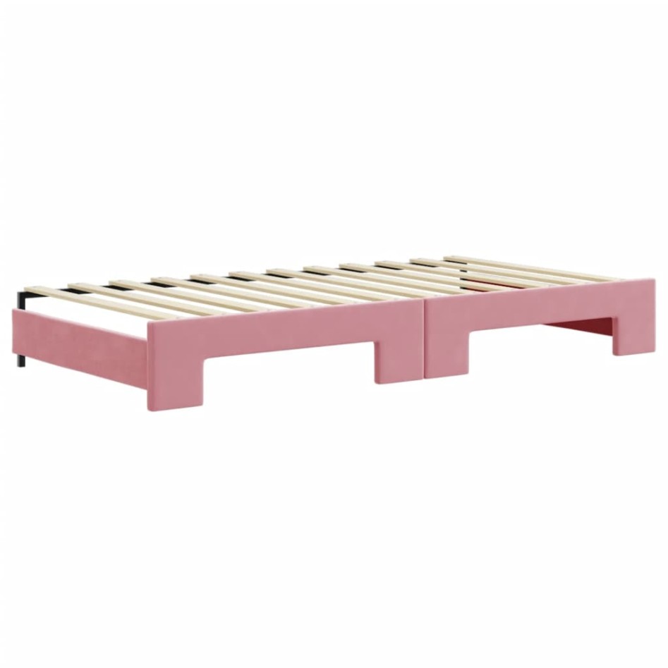 Sofá cama nido con colchón terciopelo rosa 100x200