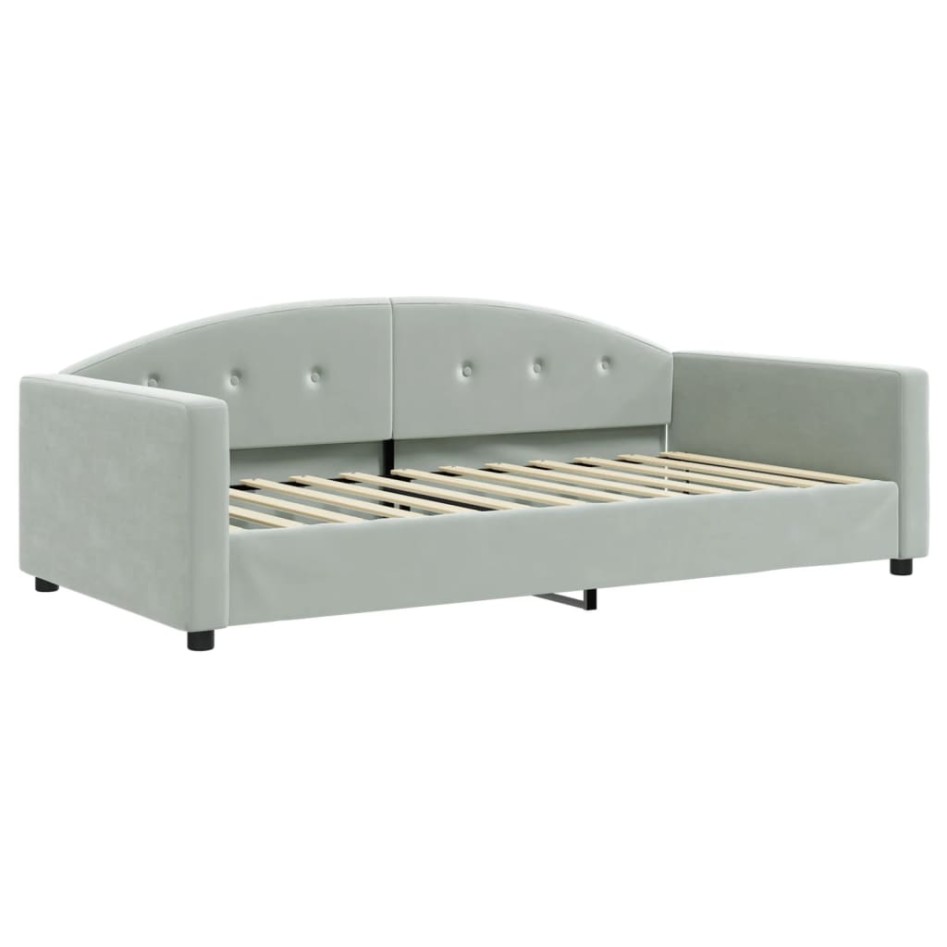Sofá cama nido con cajones terciopelo gris claro 100x200