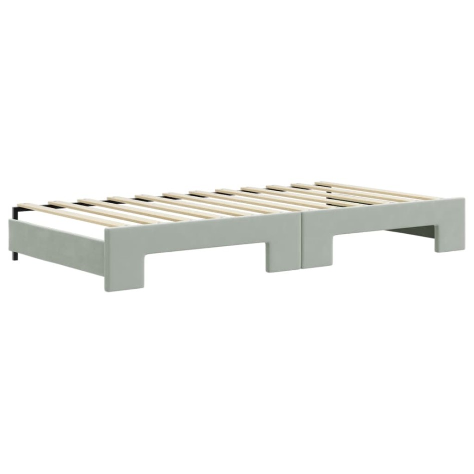 Sofá cama nido con cajones terciopelo gris claro 100x200
