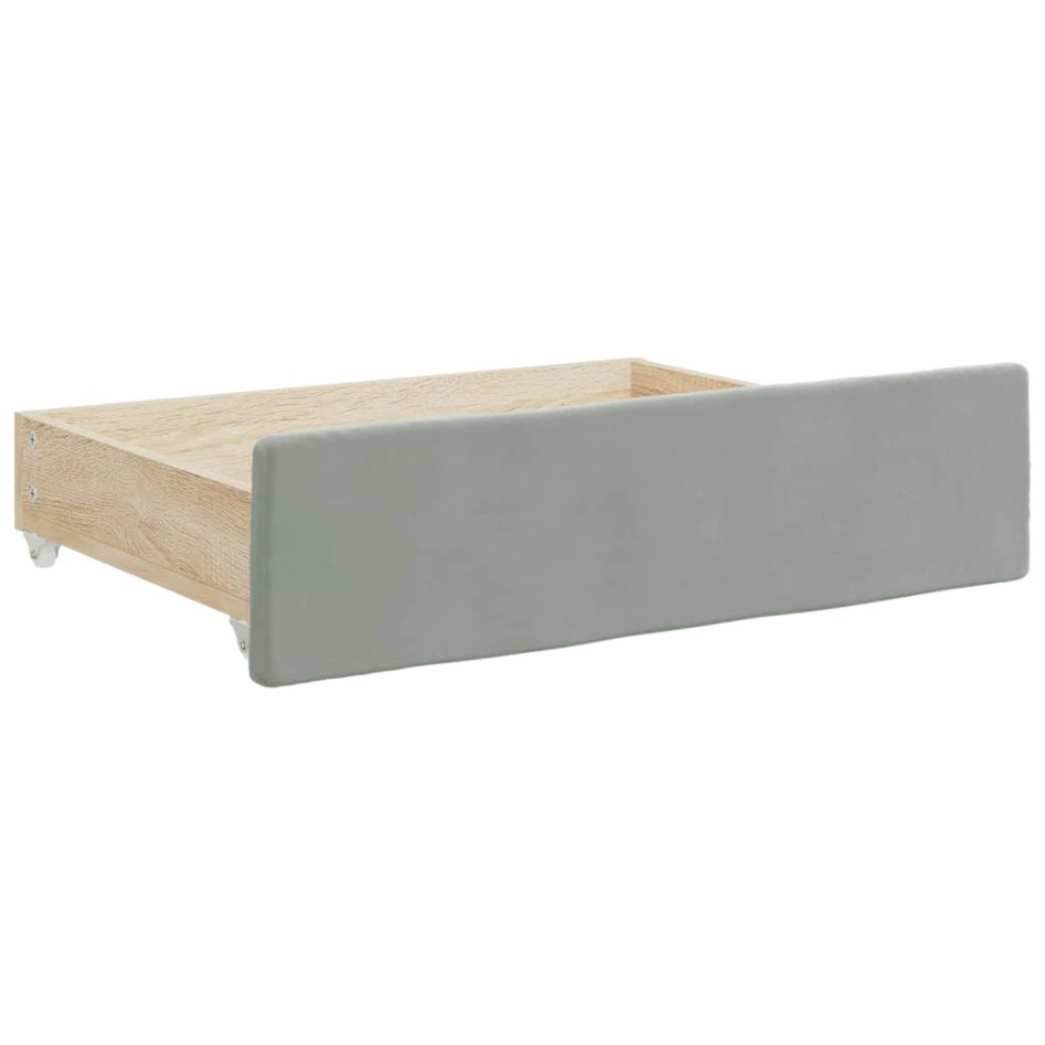 Sofá cama nido con cajones terciopelo gris claro 100x200