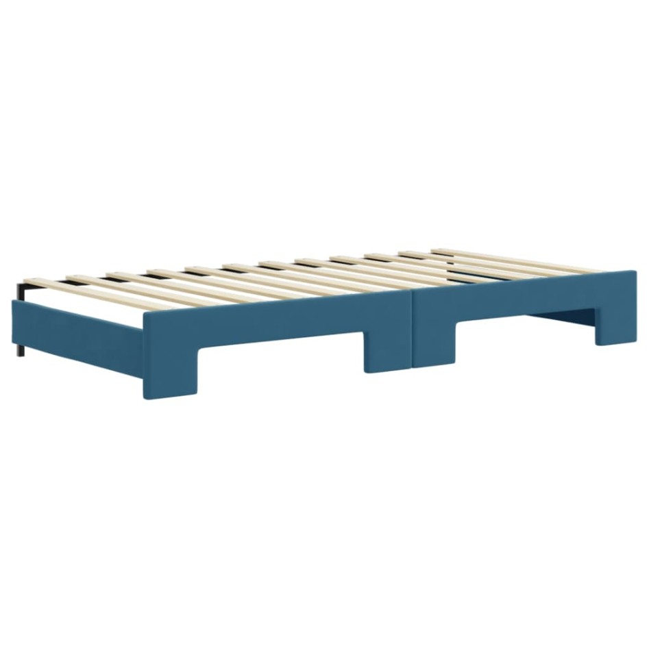 Sofá cama nido con cajones terciopelo azul 100x200