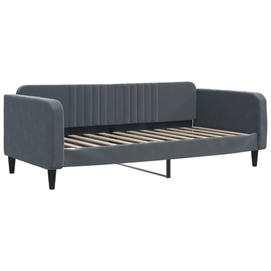 Sofá cama nido con cajones terciopelo gris oscuro 100x200