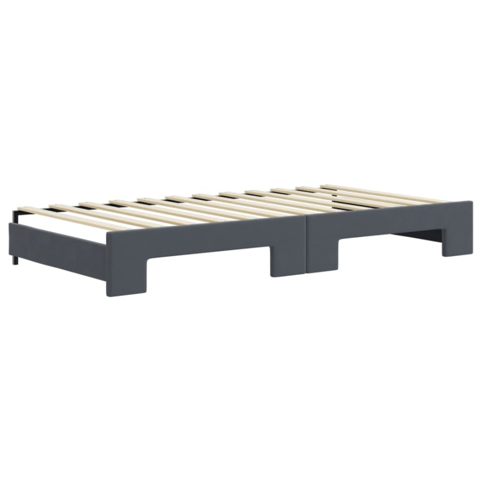 Sofá cama nido con cajones terciopelo gris oscuro 100x200
