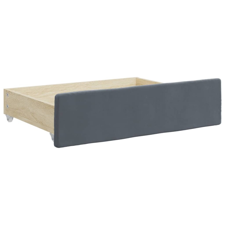 Sofá cama nido con cajones terciopelo gris oscuro 100x200