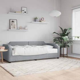 Sofá cama con colchón tela gris claro 80x200