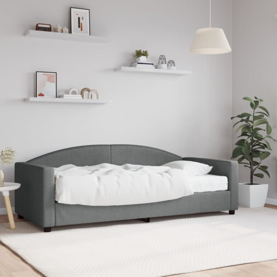 Sofá cama con colchón tela gris oscuro 90x190