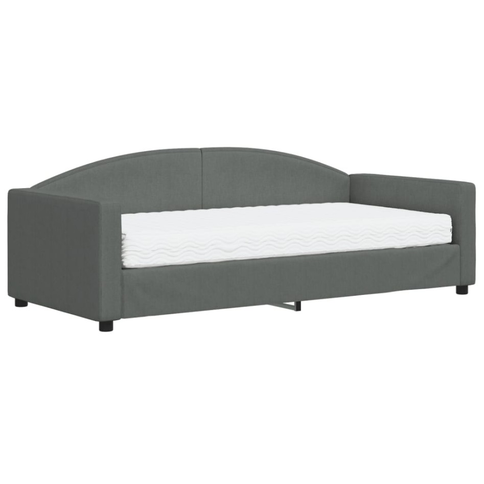 Sofá cama con colchón tela gris oscuro 90x190