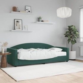 Sofá cama con colchón terciopelo verde oscuro 80x200