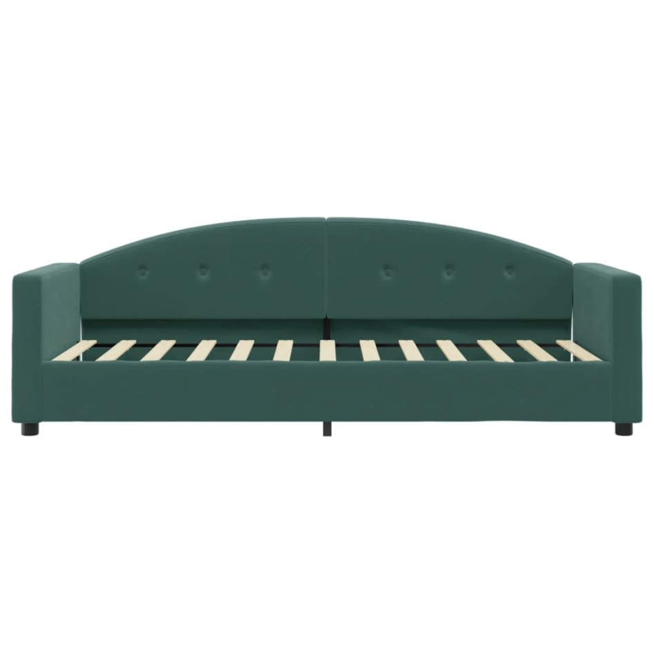 Sofá cama con colchón terciopelo verde oscuro 80x200