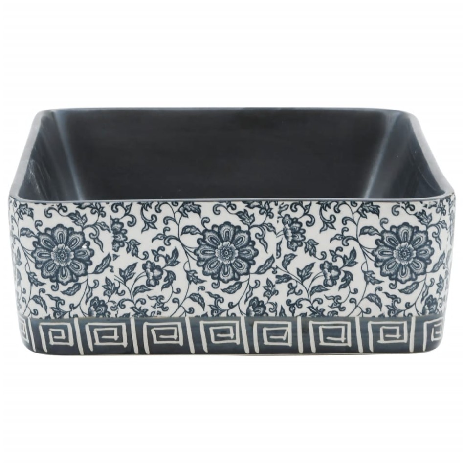Lavabo de encimera rectangular cerámica negro azul