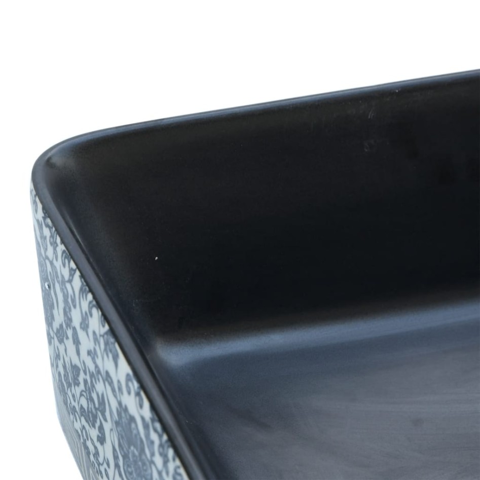 Lavabo de encimera rectangular cerámica negro azul