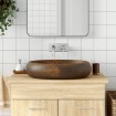 Lavabo sobre encimera ovalado cerámica marrón 59x40x15 cm