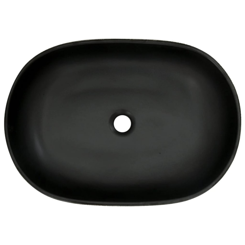 Lavabo sobre encimera ovalado cerámica negro y azul 59x40x14